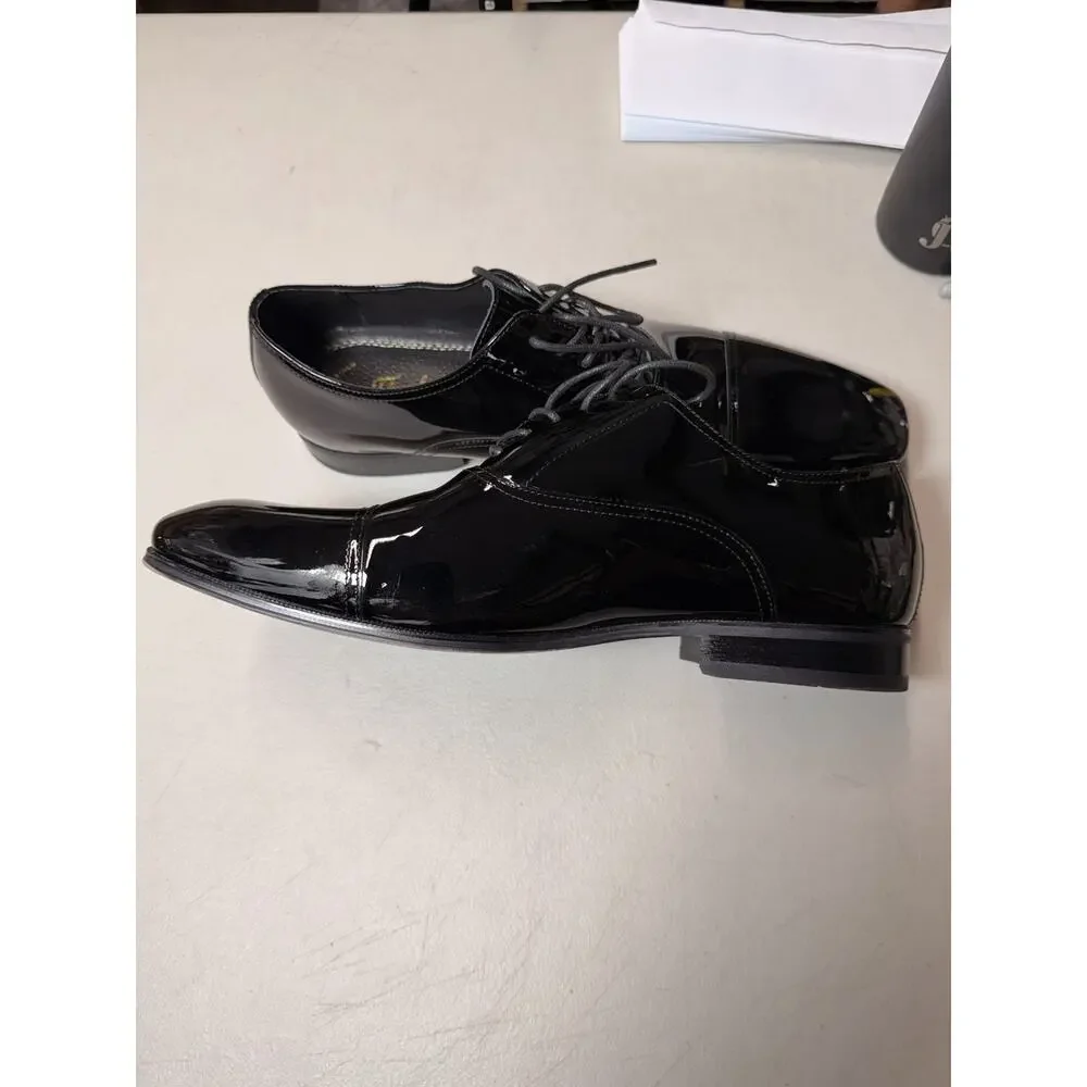 Florsheim Tux Oxford Men Size 13 Black Patent Leather Plain Toe Shoes